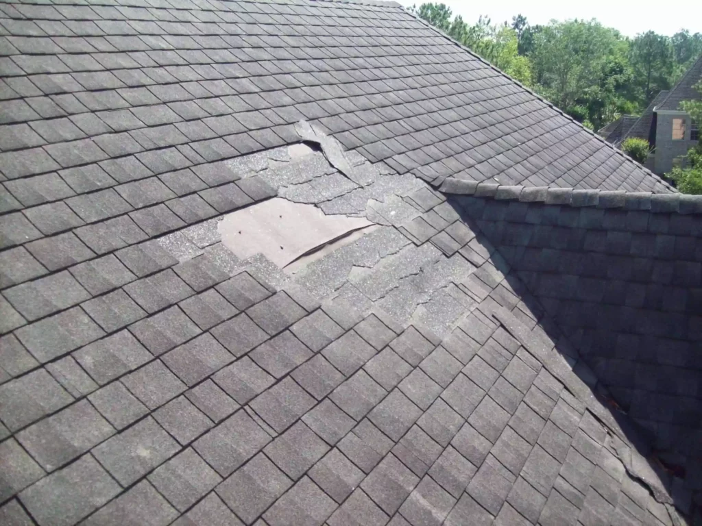 damage of shingle roof