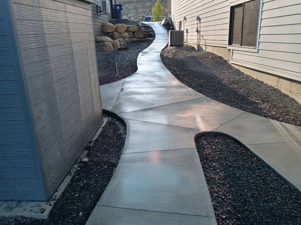 Concrete walkway near the house
