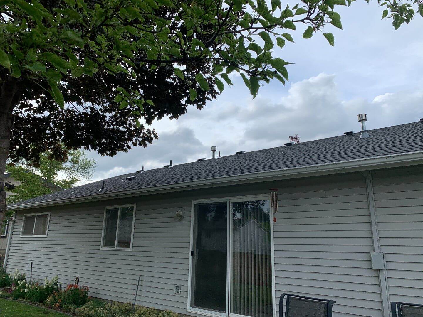 Newly installed roof with metal vents