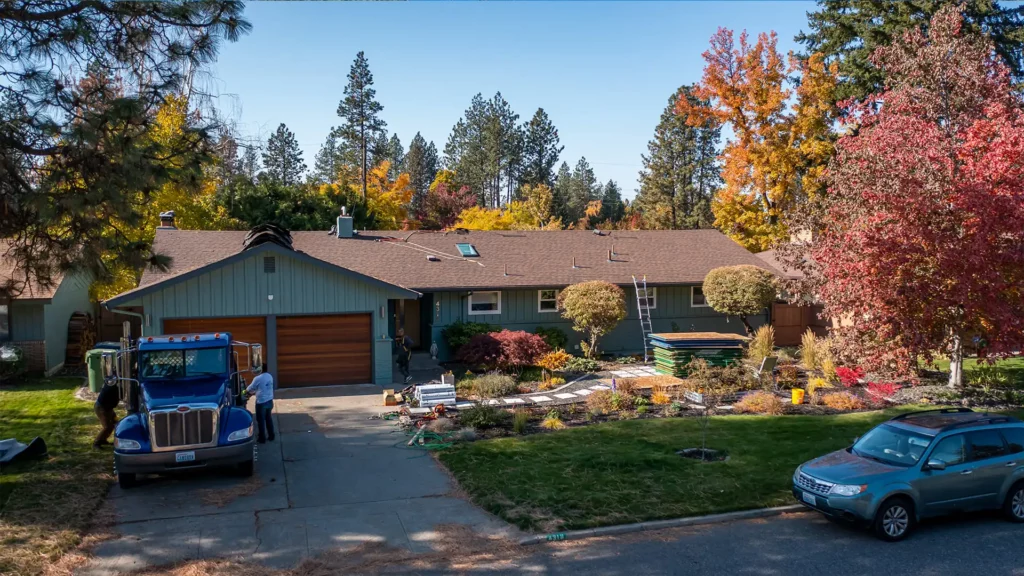 Roofing shingles, just installed