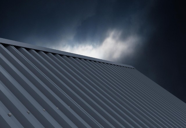 Modern corrugated grey roof