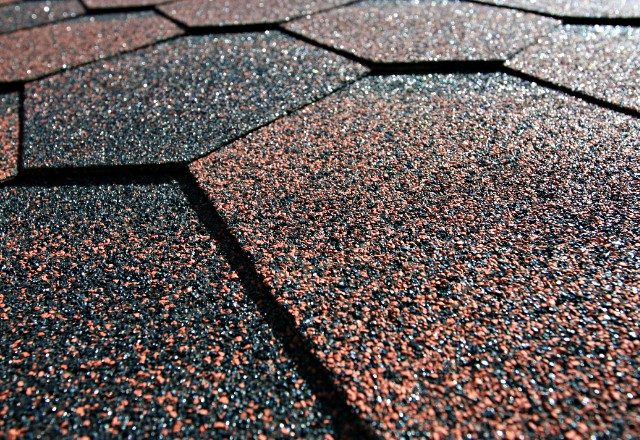 Roof shingles close up
