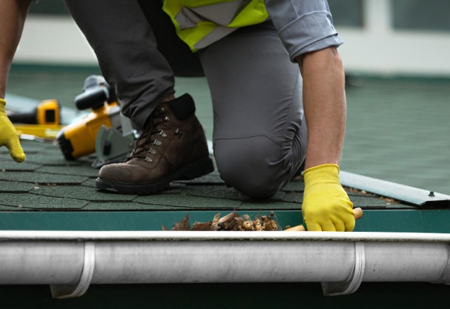 Gutter cleaning to remove debris that can cause moss build-up.