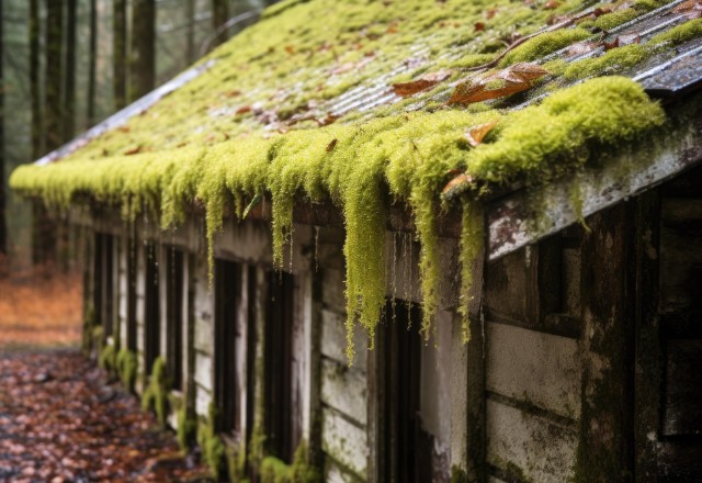 A person safely and effectively removing moss from a roof with a pressure washer.